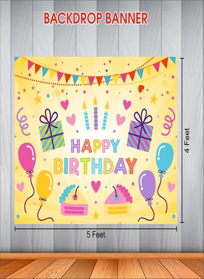 Party Baazaar Happy Birthday Backdrop 5x4 Ft | Backdrops for Decoration | Birthday Decoration Backdrop | Banner for Kids Theme Party - Image 3